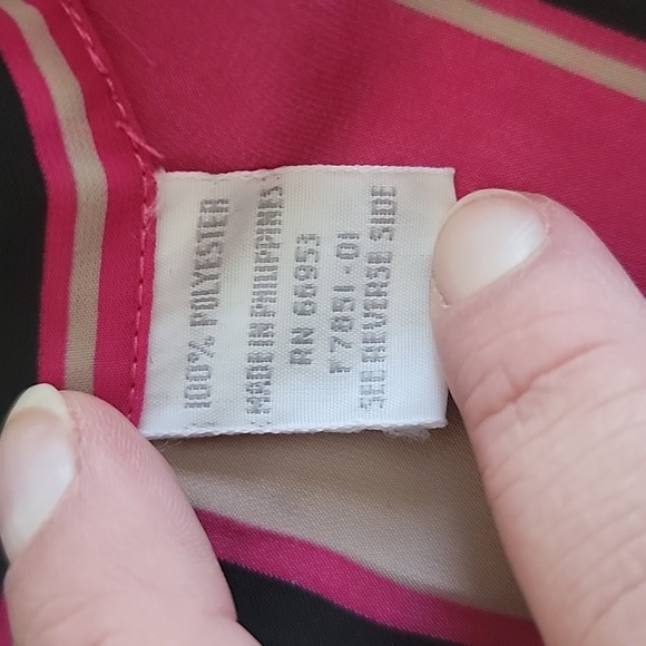 #60 Lady Shapely 38 Pink Black Cream Vertical-Striped Blouse - Picture 8 of 8